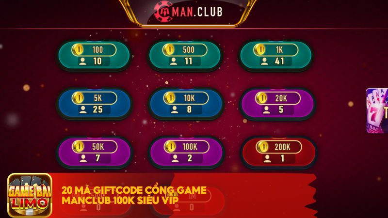 20 Mã giftcode cổng game Manclub 100K siêu VIP