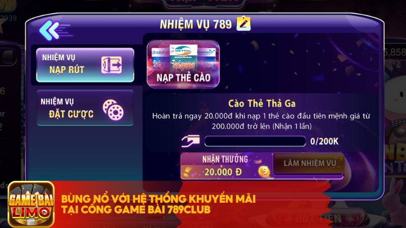 Bùng nổ với hệ thống khuyến mãi tại cổng game bài 789Club