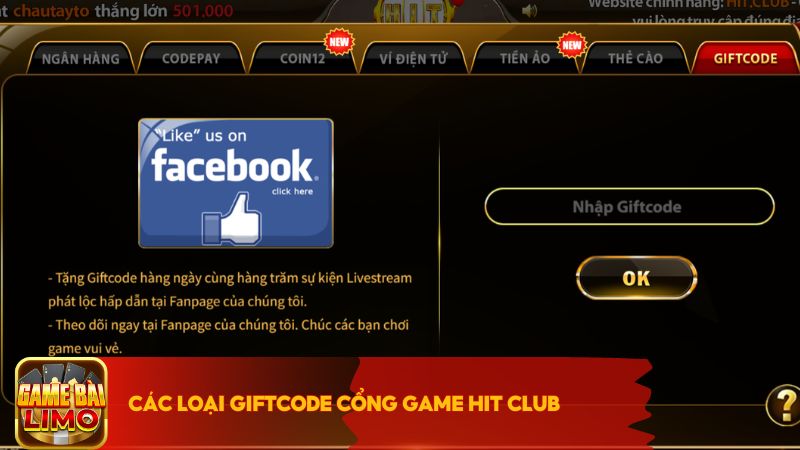 Các loại giftcode cổng game HIT Club