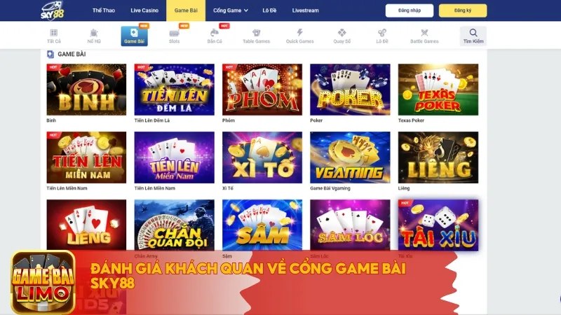 Đánh giá khách quan về cổng game bài Sky88