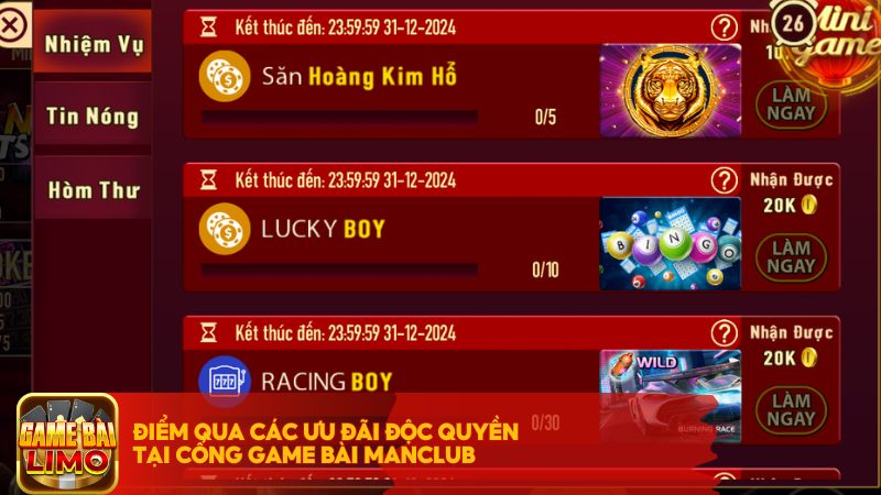 Điểm qua các ưu đãi độc quyền tại cổng game bài Manclub