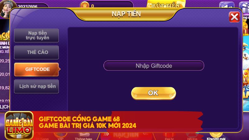 Giftcode cổng game 68 Game Bài trị giá 10k mới 2024 