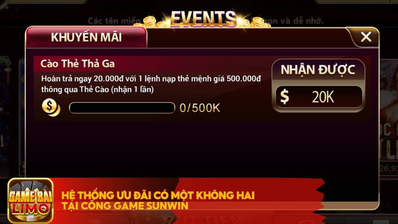 Hệ thống ưu đãi có một không hai tại cổng game Sunwin