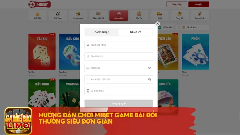 Hướng dẫn chơi Mibet game bài đổi thưởng siêu đơn giản