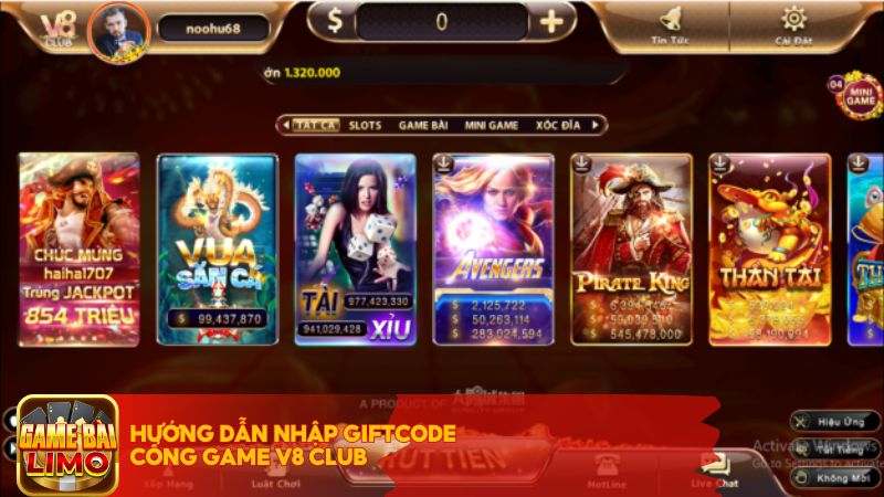 Hướng dẫn nhập Giftcode cổng game V8 Club