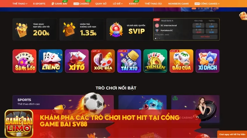 Khám phá các trò chơi HOT HIT tại cổng game bài SV88