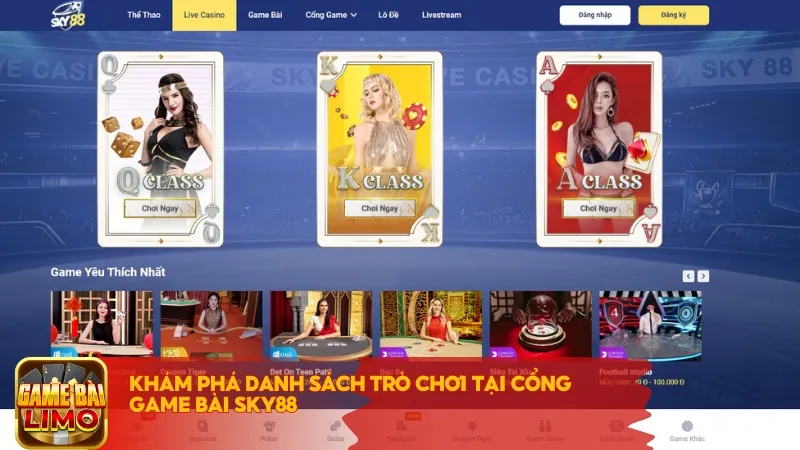 Khám phá danh sách trò chơi tại cổng game bài Sky88