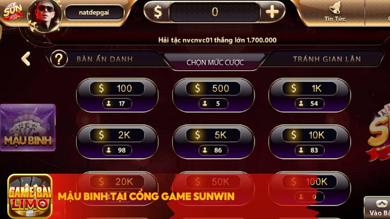 Mậu Binh tại cổng game bài Sunwin