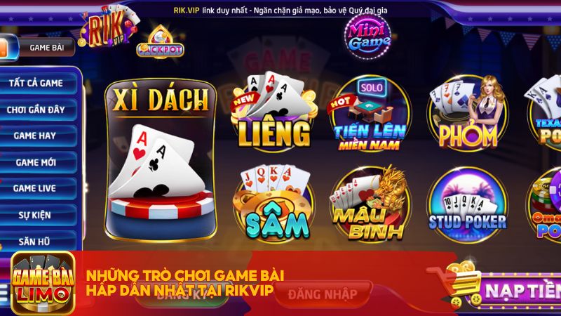 Những trò chơi game bài hấp dẫn nhất tại Rikvip