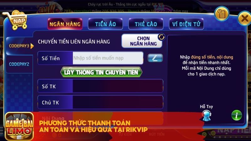 Phương thức thanh toán an toàn và hiệu quả tại Rikvip